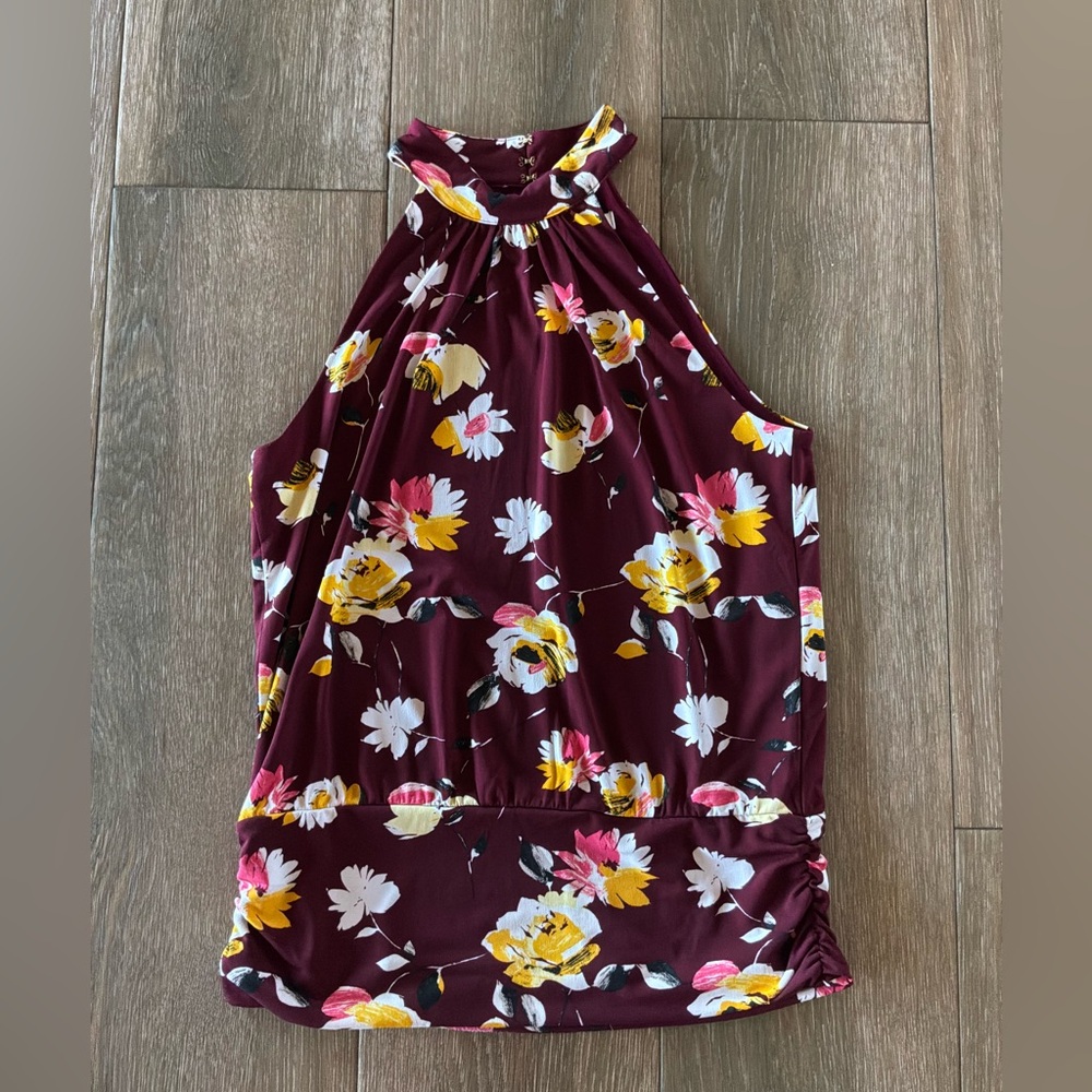 WHBM halter neck keyhole back, floral dressy or casual top size medium